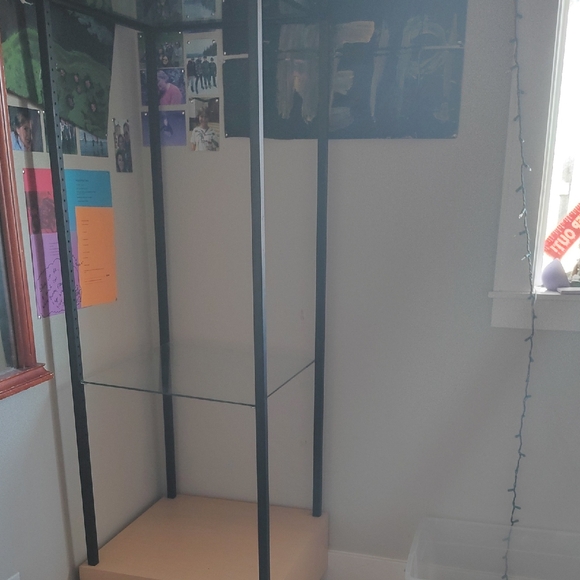 Black Metal Glass Shelf Display Case